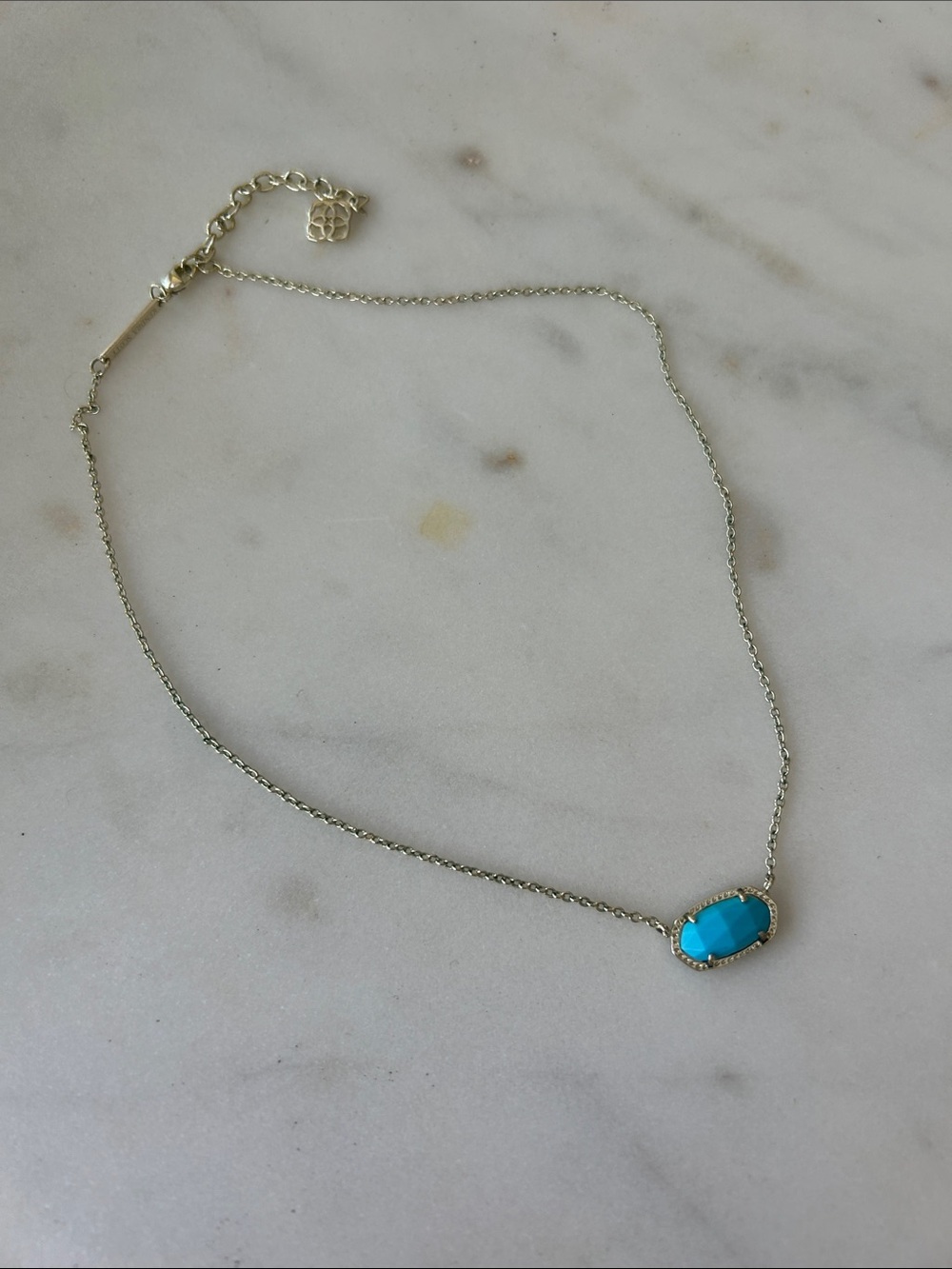 Kendra Scott Gold Necklace with Turquoise Blue Stone